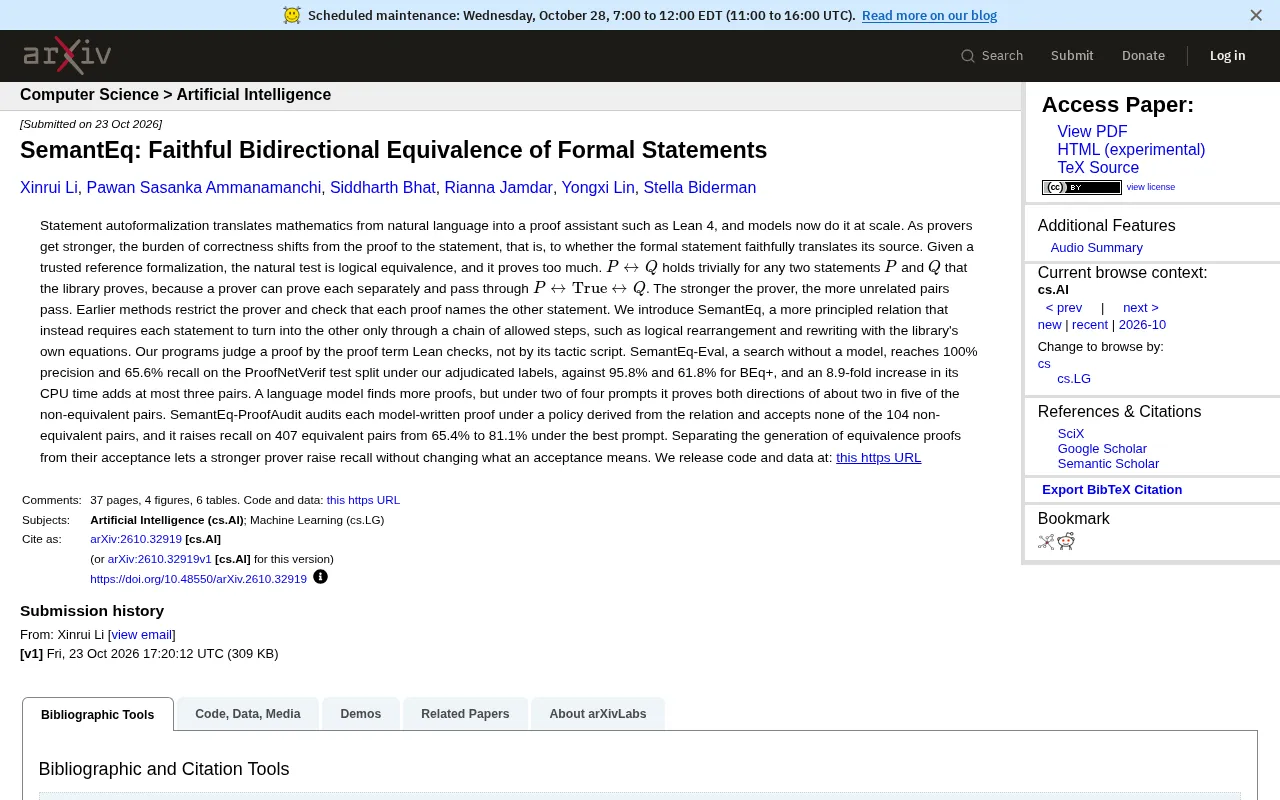 SemantEq: A New Bidirectional Equivalence Method for Formal Mathematical Statements