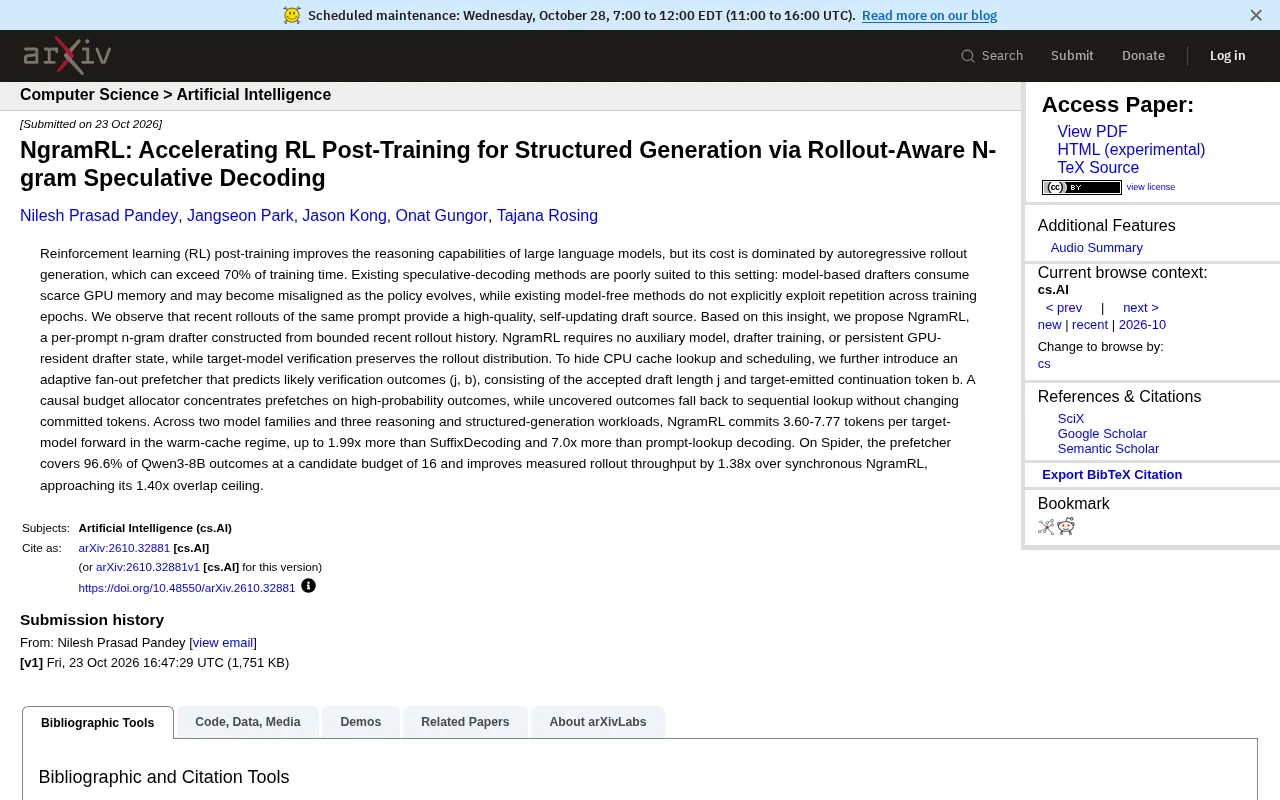 NgramRL:用Rollout历史加速RL后训练的推测解码新方案