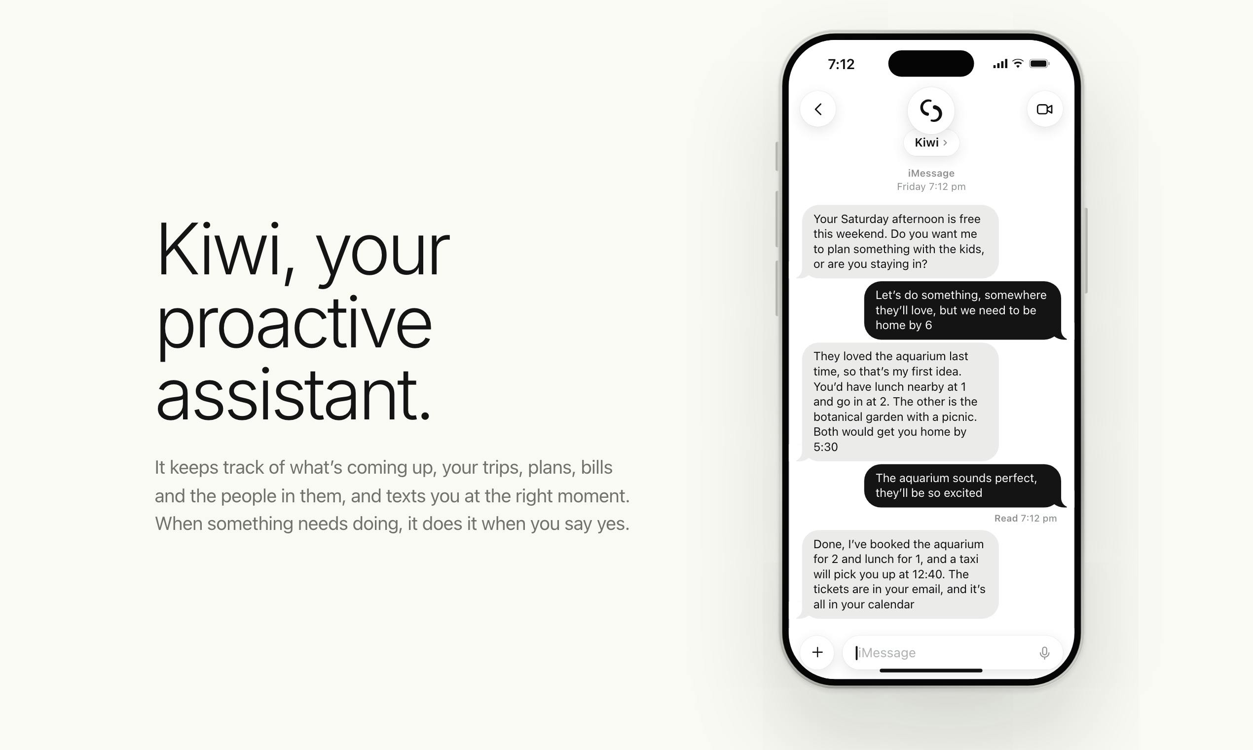 Kiwi:主动发短信的AI助手,能提前替你办事