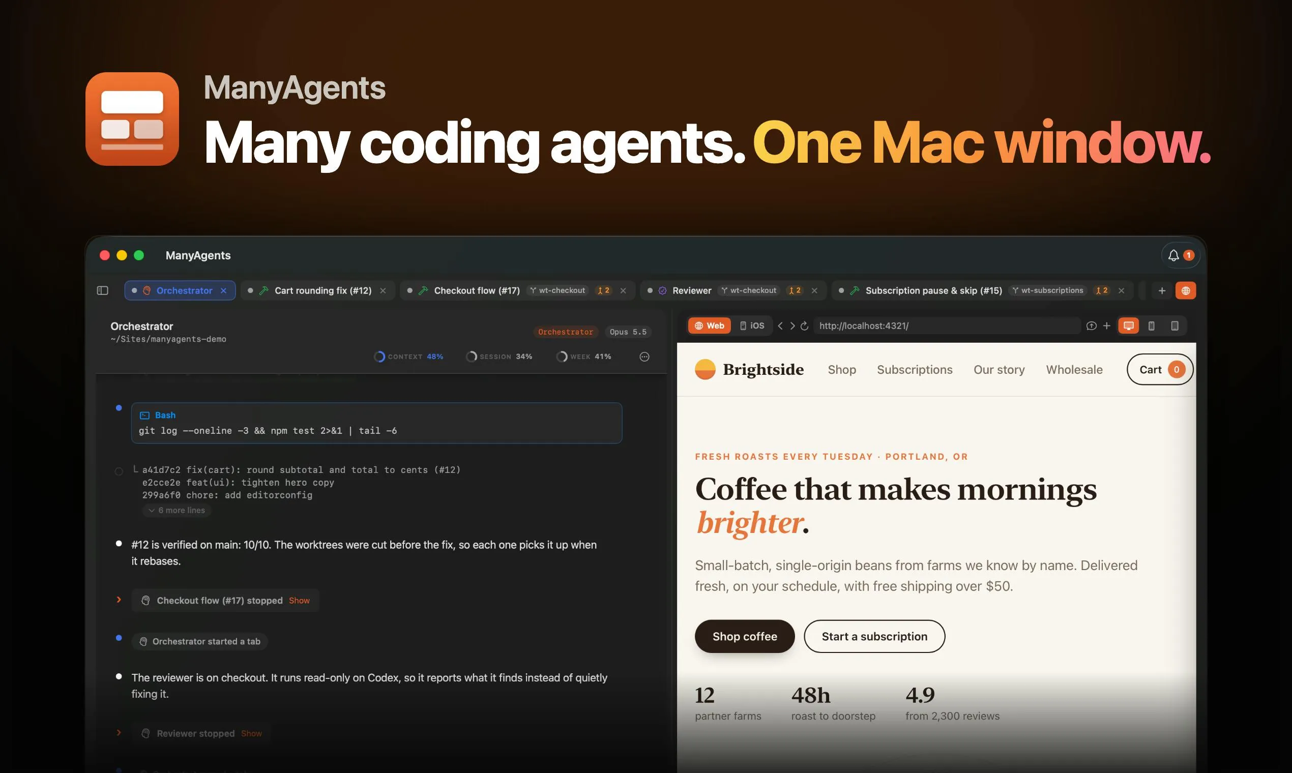 ManyAgents: 在一个Mac窗口指挥AI编程代理团队