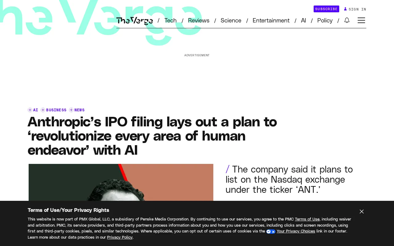 Anthropic秘密递交IPO申请,拟以ANT代码登陆纳斯达克