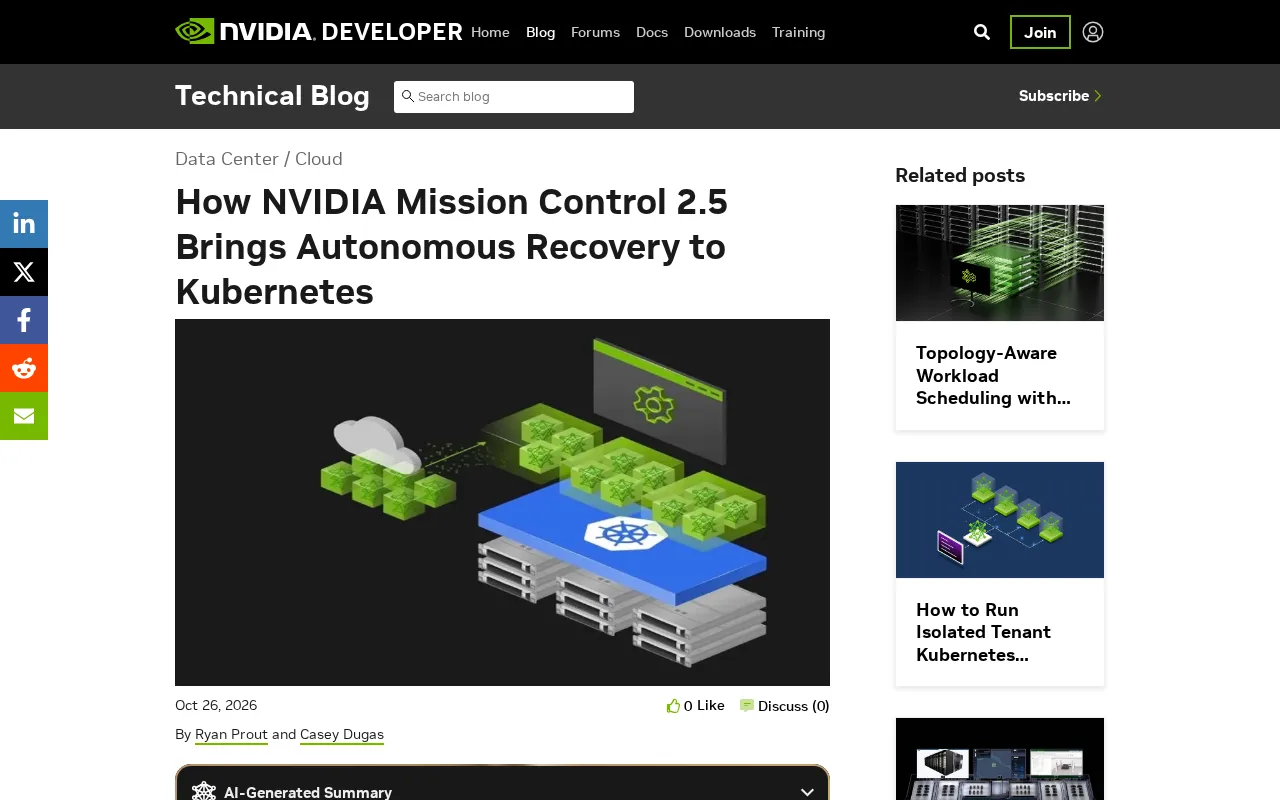 NVIDIA Mission Control 2.5: New Advances in Kubernetes Autonomous Recovery