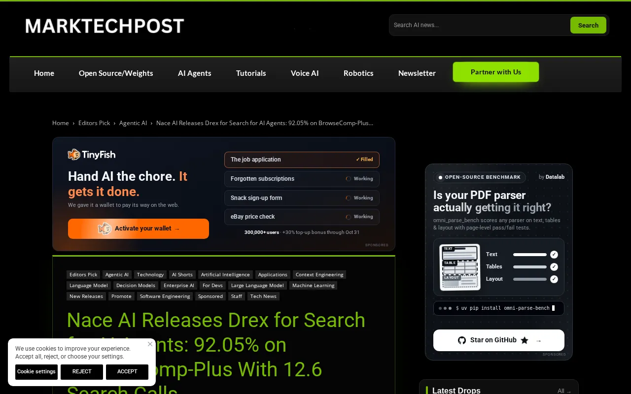 Nace AI Releases Drex Search Model: 92.05% on BrowseComp-Plus