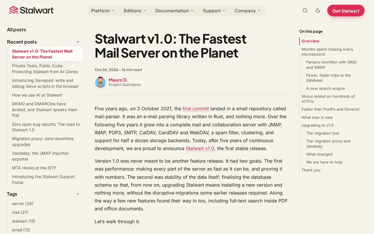 Stalwart v1.0发布:号称全球最快的邮件服务器