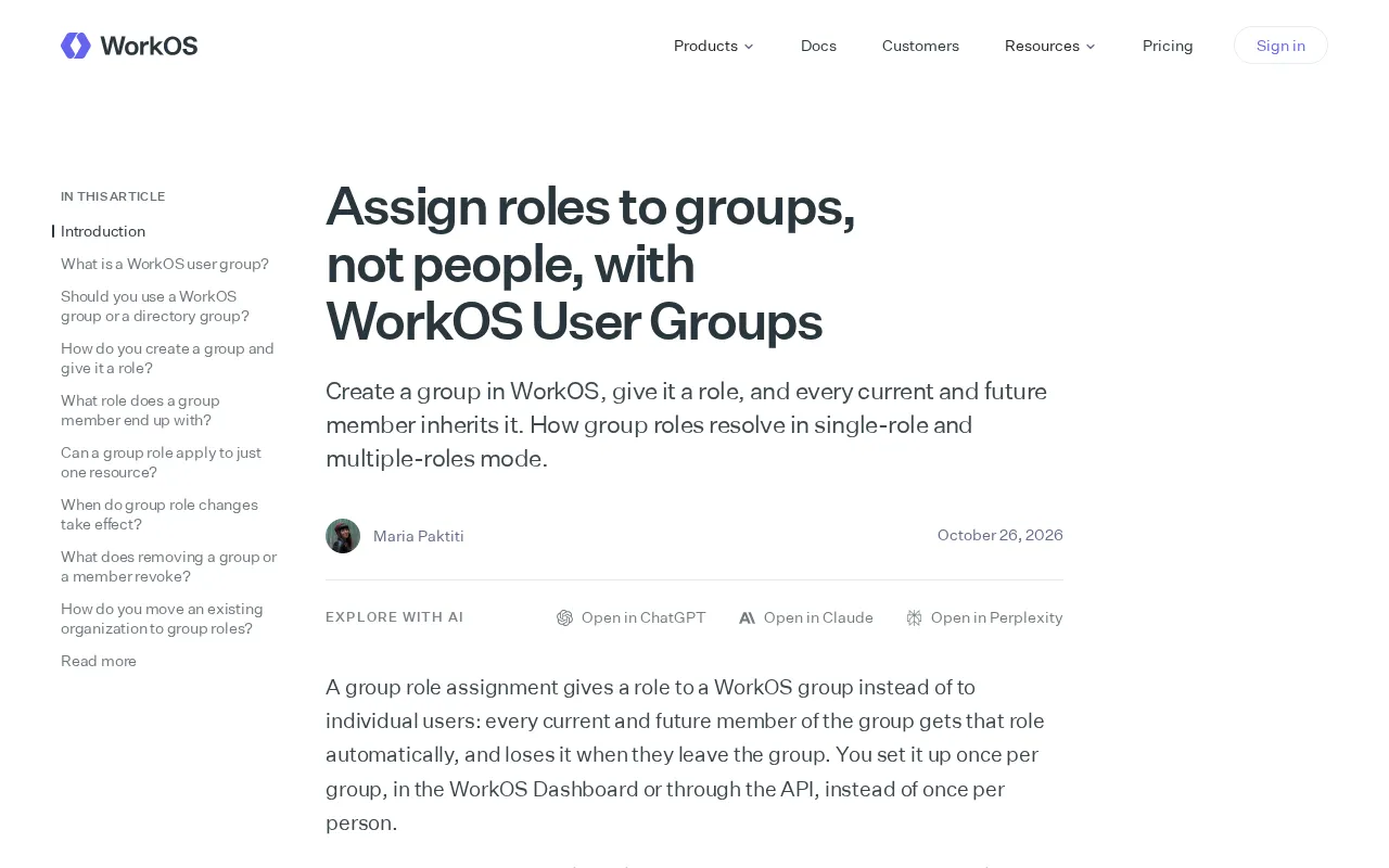WorkOS User Groups:把角色分配给组,而不是个人