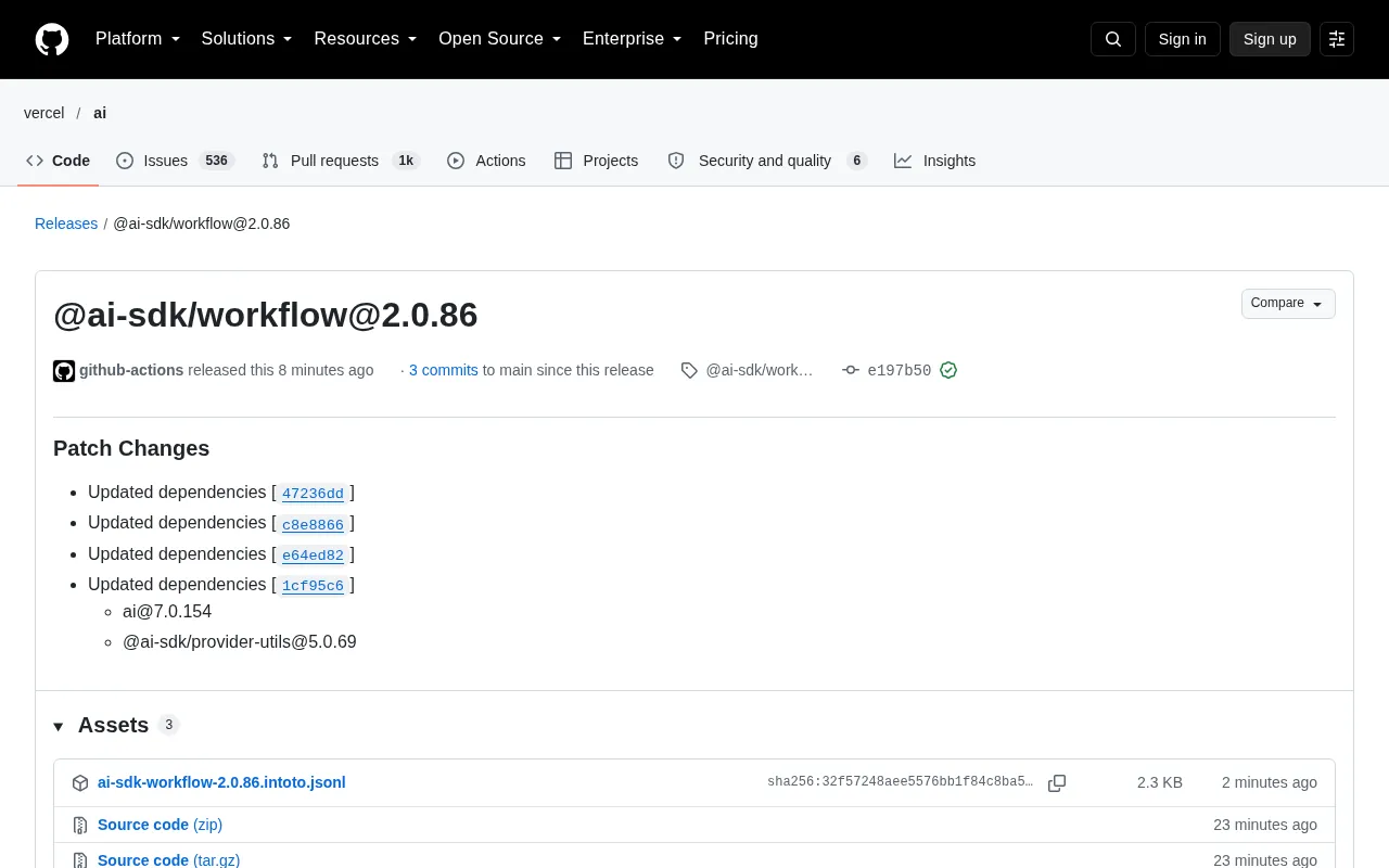 @ai-sdk/workflow 2.0.86 版本更新解析