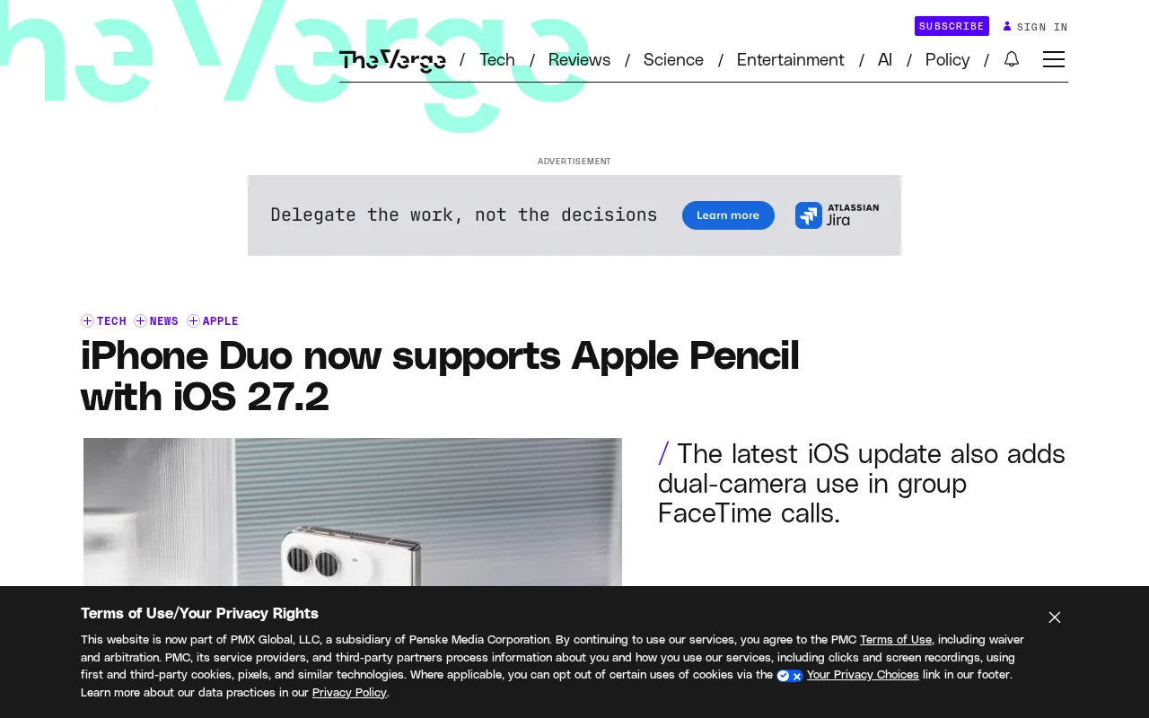 iPhone Duo 升级 iOS 27.2:支持 Apple Pencil 与边缘补光