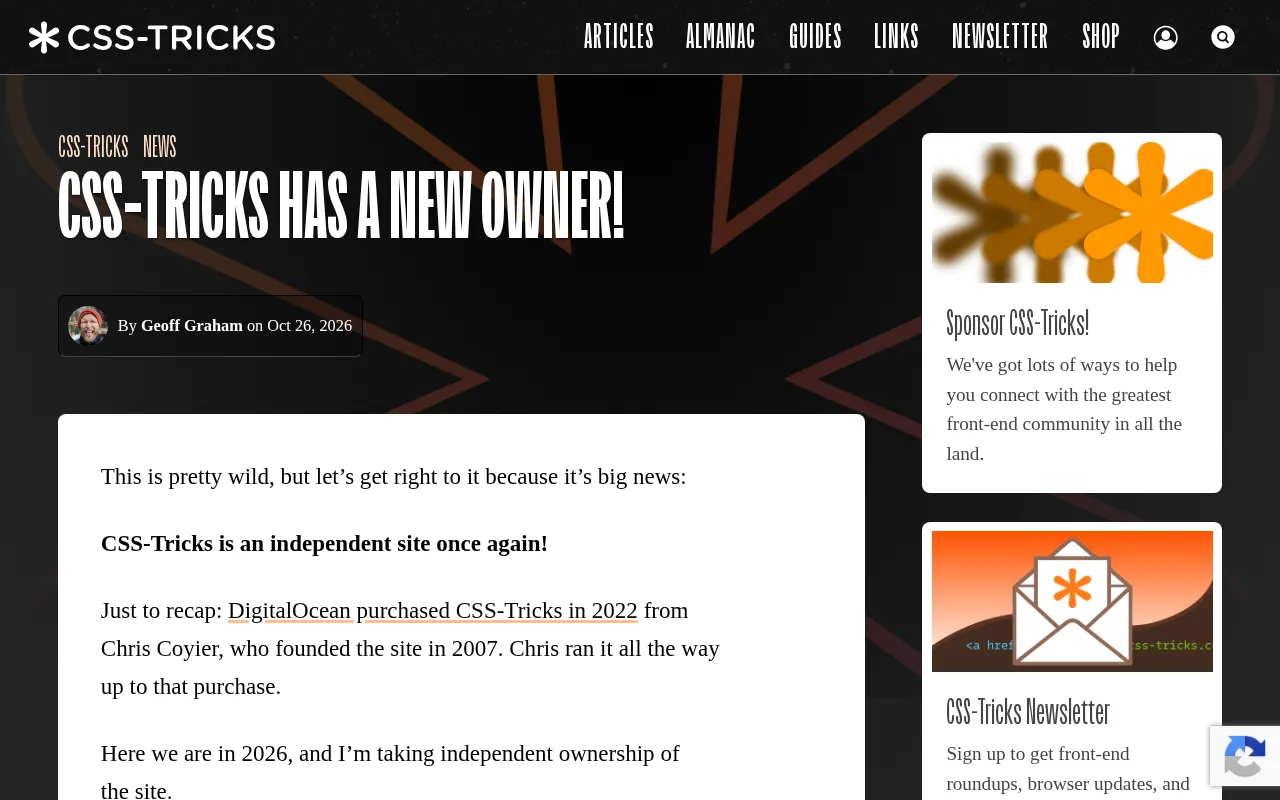 CSS-Tricks 易主:前端社区标志性网站迎来新东家