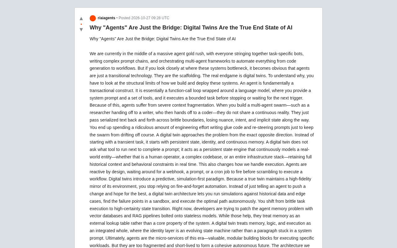 Agents Are Just a Transition — Digital Twins Are the Endgame of AI