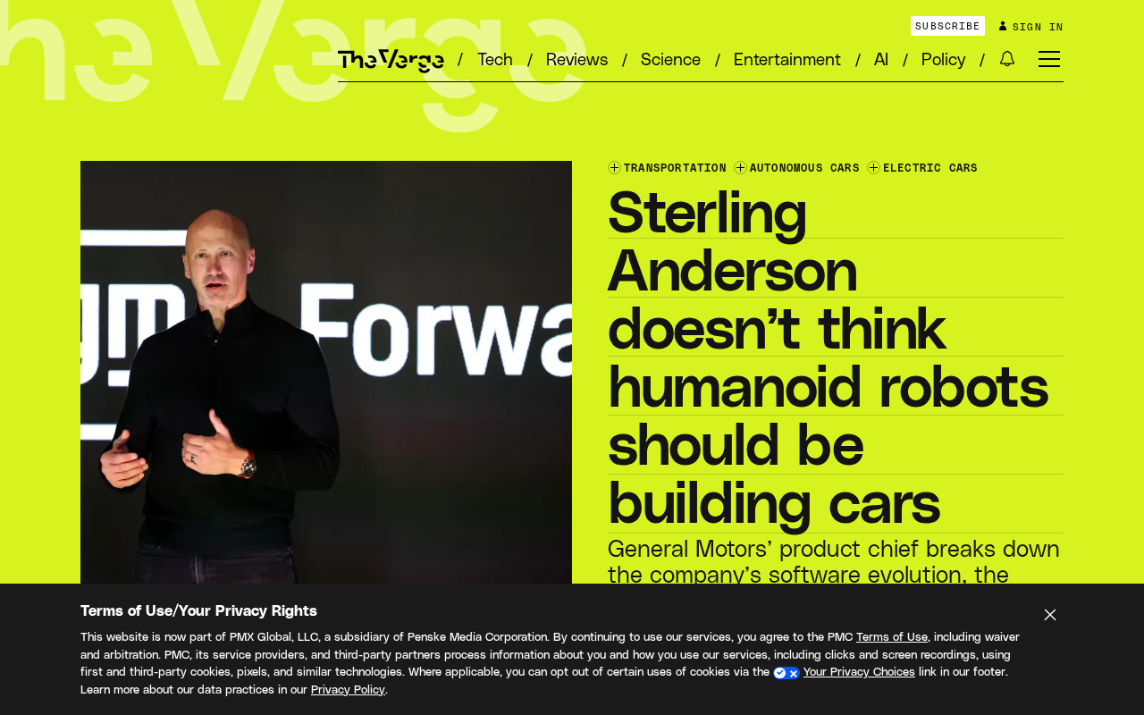 Should Humanoid Robots Build Cars? Sterling Anderson's Skepticism and the General AI Path