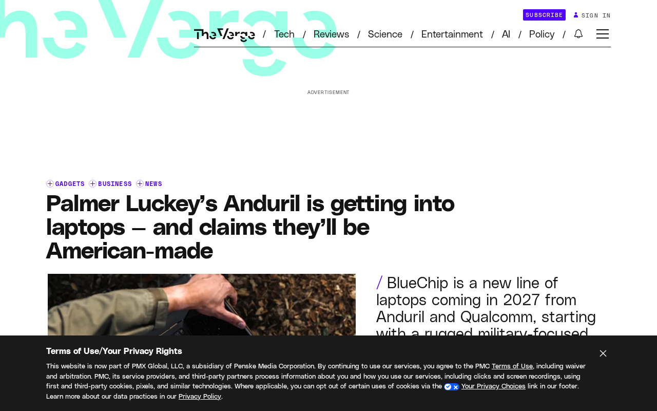 Palmer Luckey 的 Anduril 进军笔记本市场