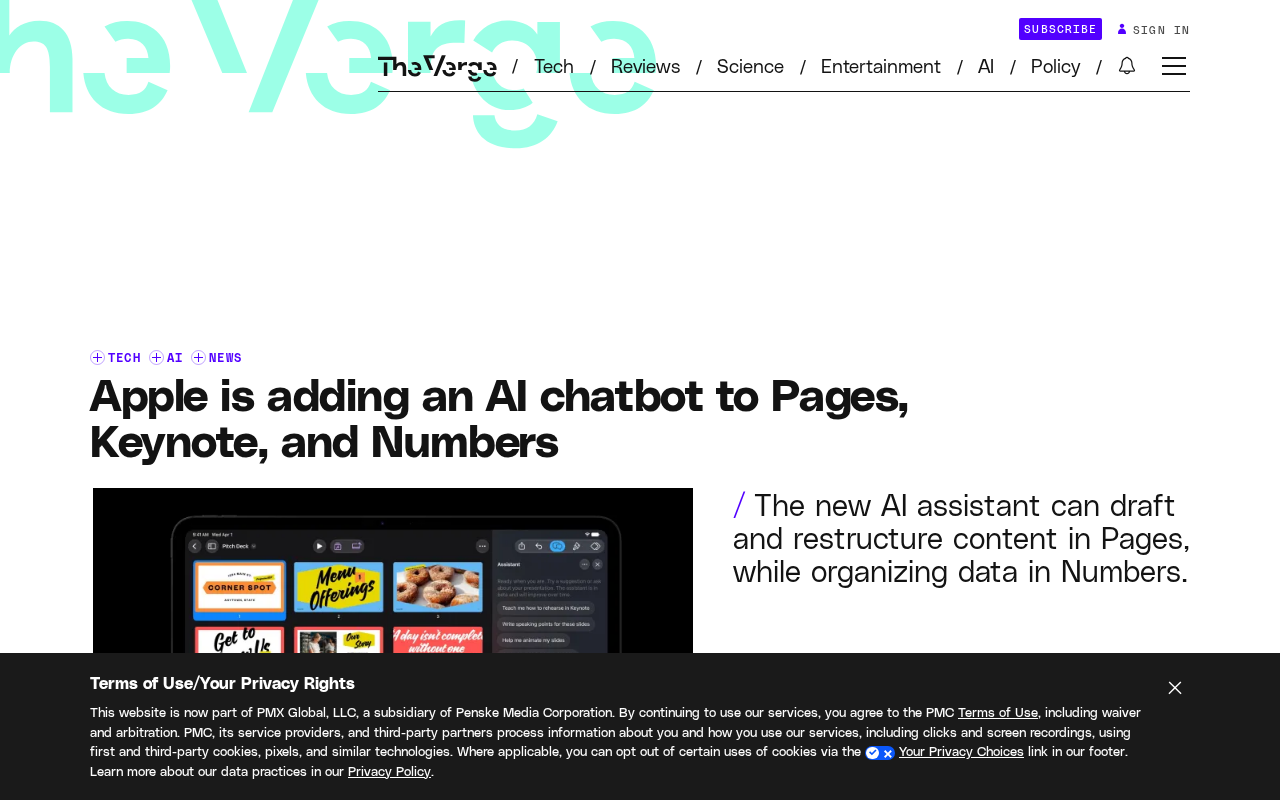 苹果为Pages、Keynote、Numbers加入AI助手