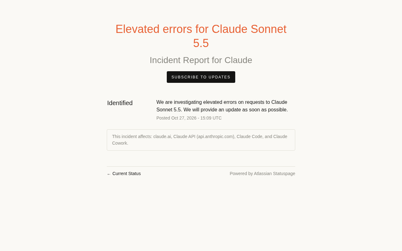 Claude Sonnet 5.5 报错激增,官方紧急排查中