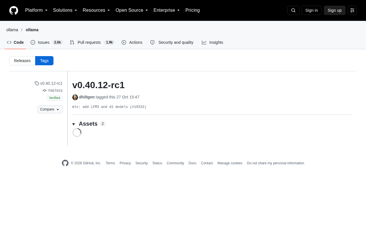 Ollama Releases v0.40.12-rc1, Adds LFM3 and d1 Model Support