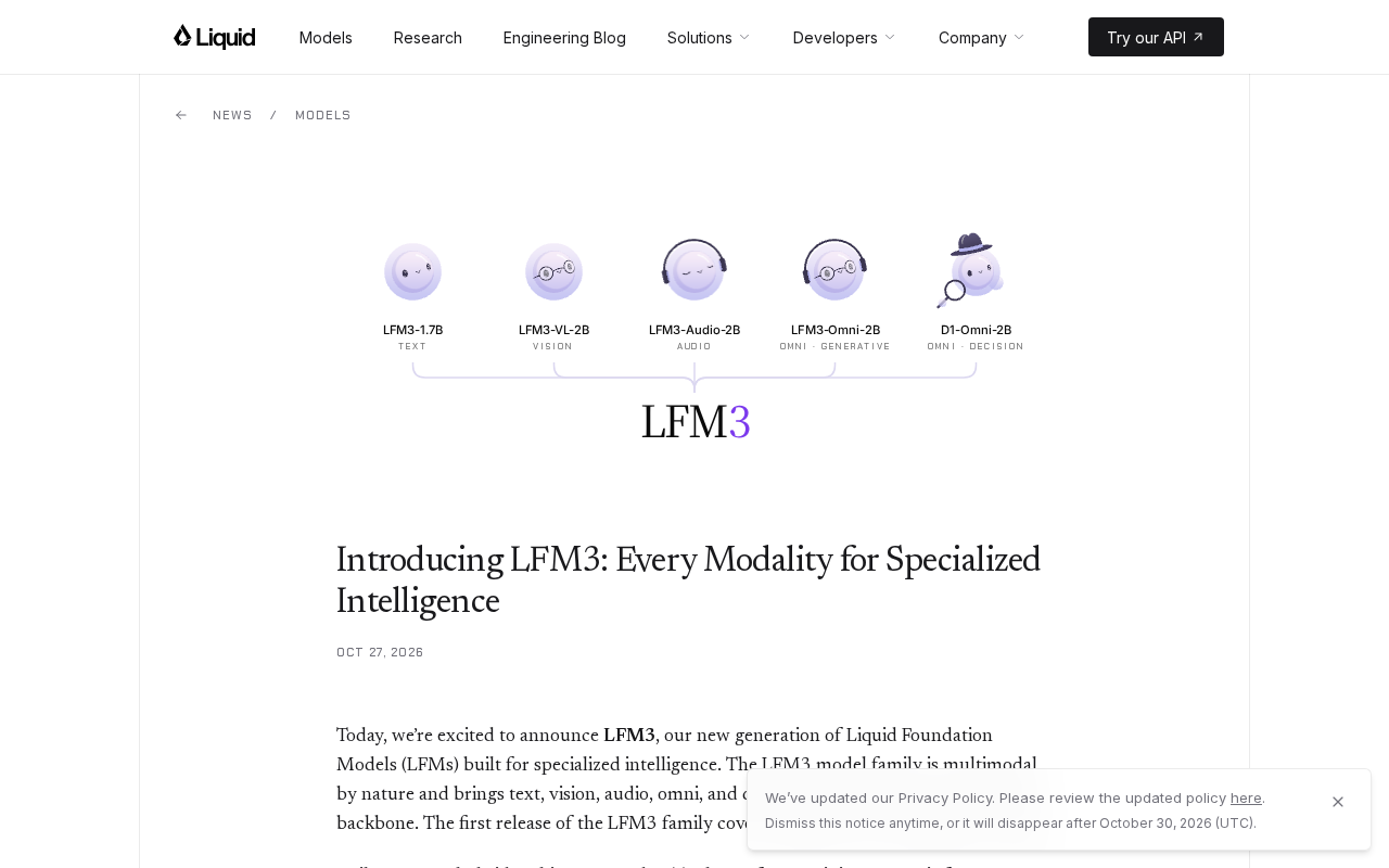 LFM3发布：为专用智能打通全模态能力