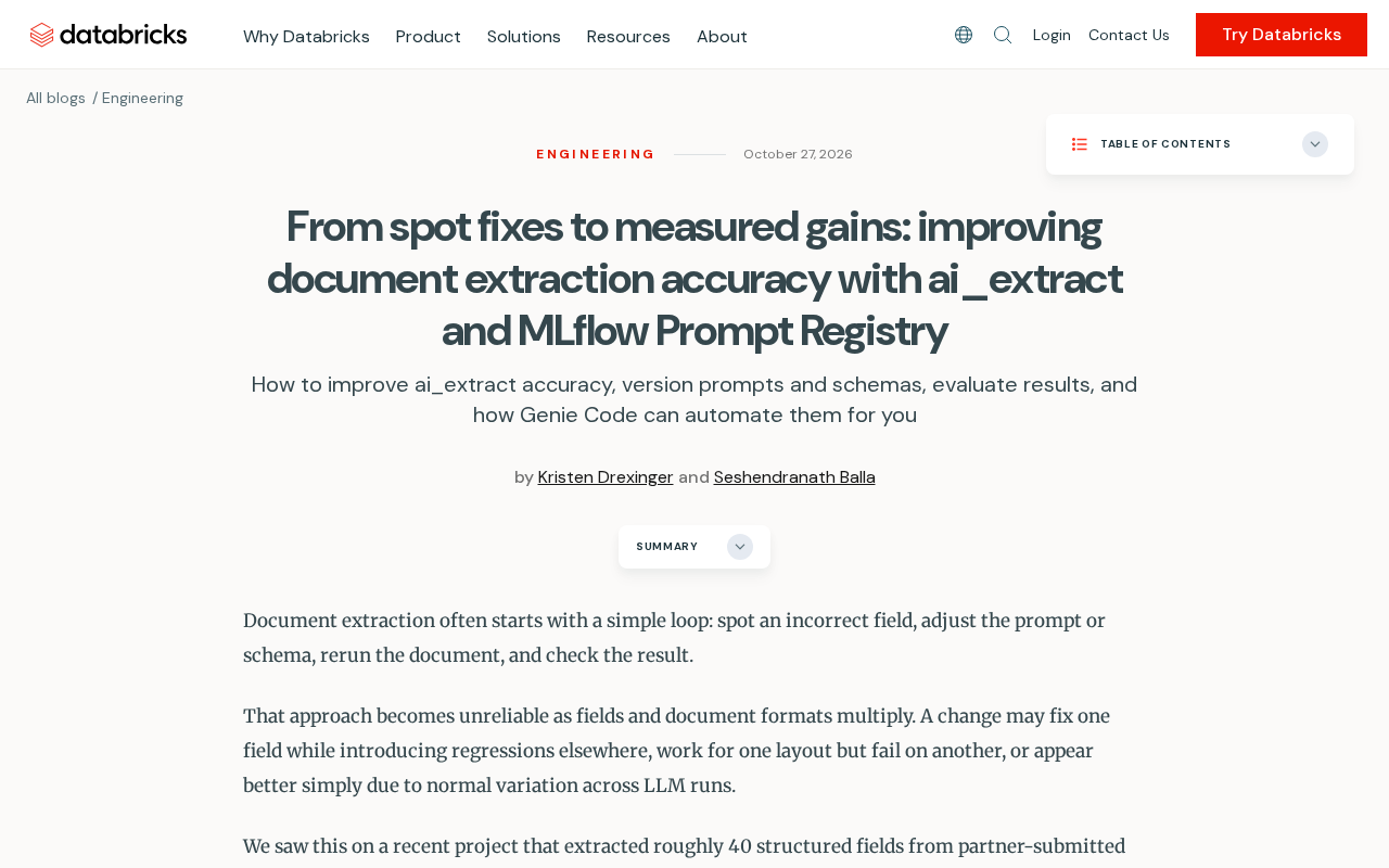 From Spot Fixes to Measured Gains: Optimizing Document Extraction with ai_extract and MLflow