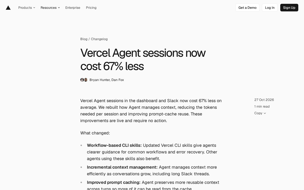 Vercel Agent会话成本降低67%:上下文管理优化解析
