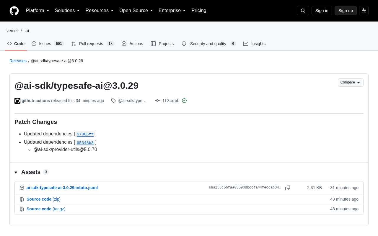 @ai-sdk/typesafe-ai 3.0.29 Patch Release: Dependency Chain Update Analysis