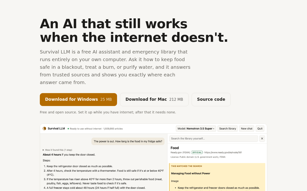 Survival LLM: An Offline Personal AI Emergency Assistant