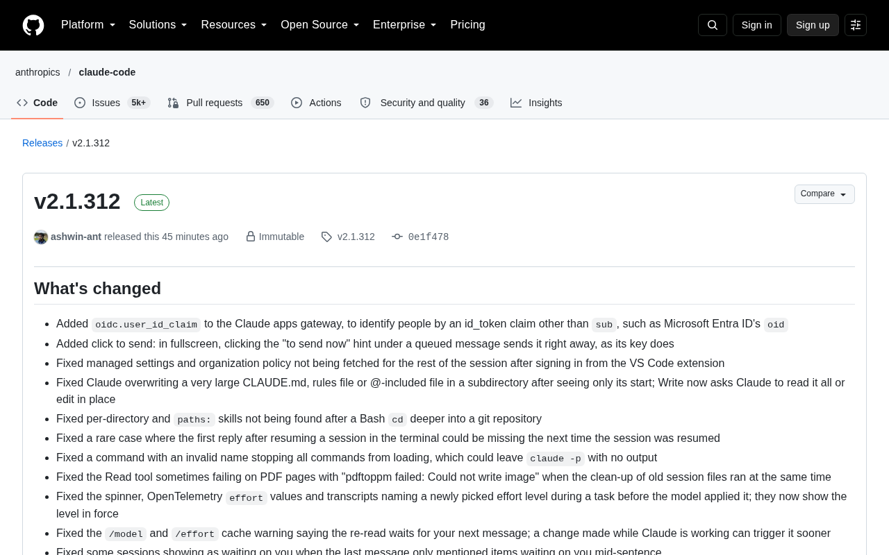 Claude Code v2.1.312 Update: OIDC User Identification and Multiple Fixes