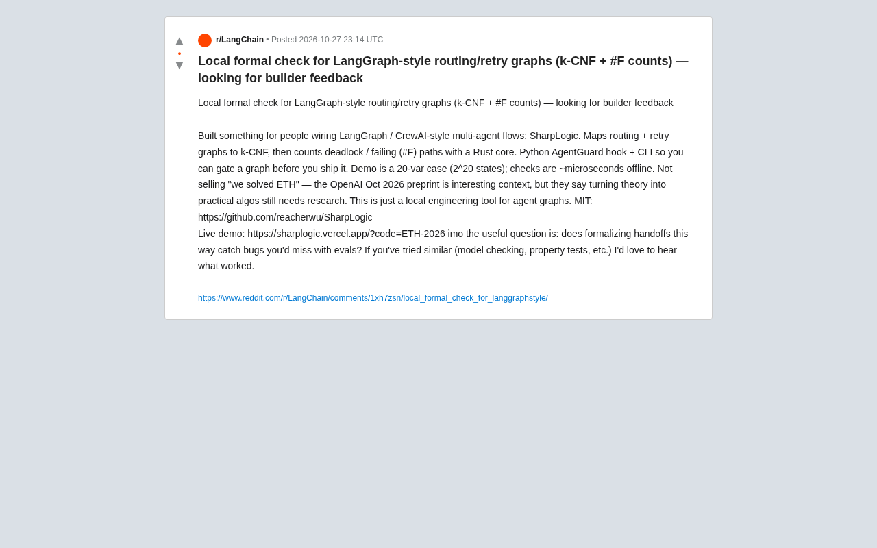 SharpLogic: Formalizing Bug Detection for LangGraph Routing Graphs with k-CNF