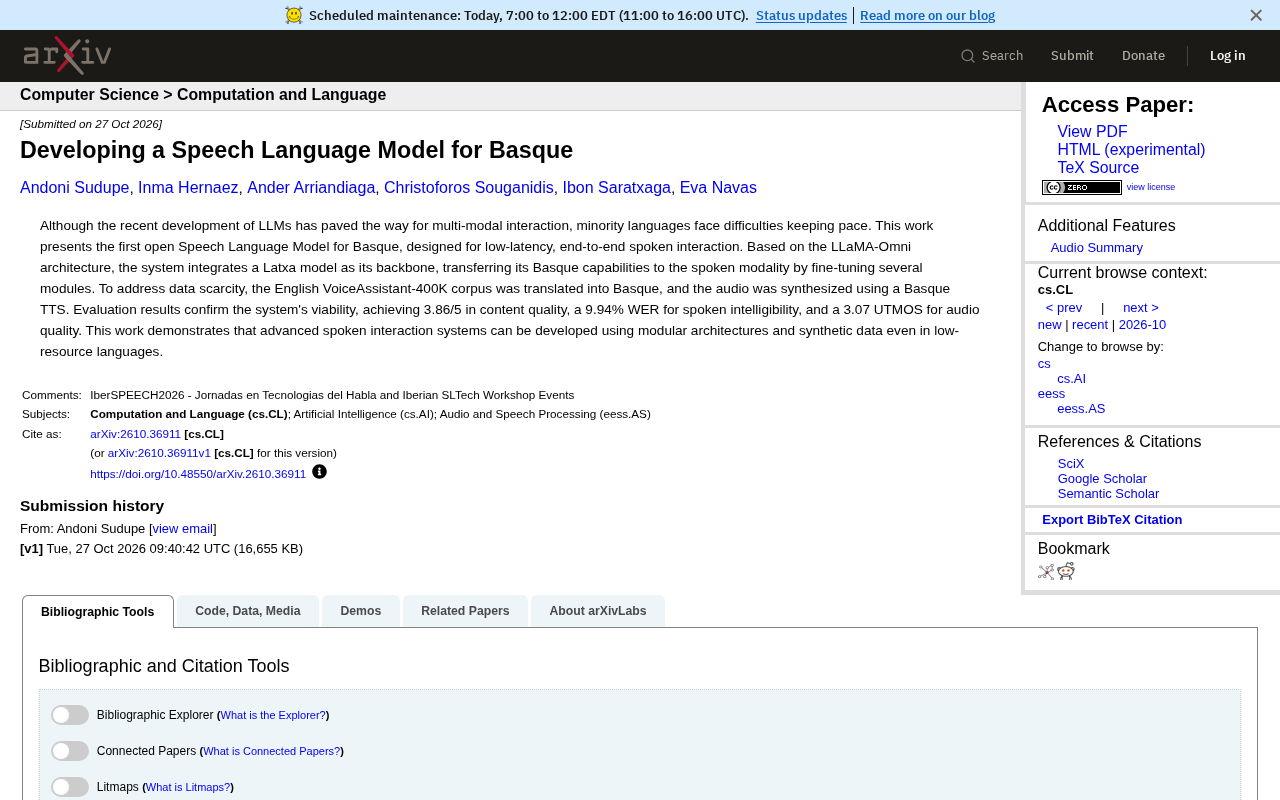 The First Open-Source Speech Language Model for Basque: Breaking the Low-Resource Bottleneck with Synthetic Data