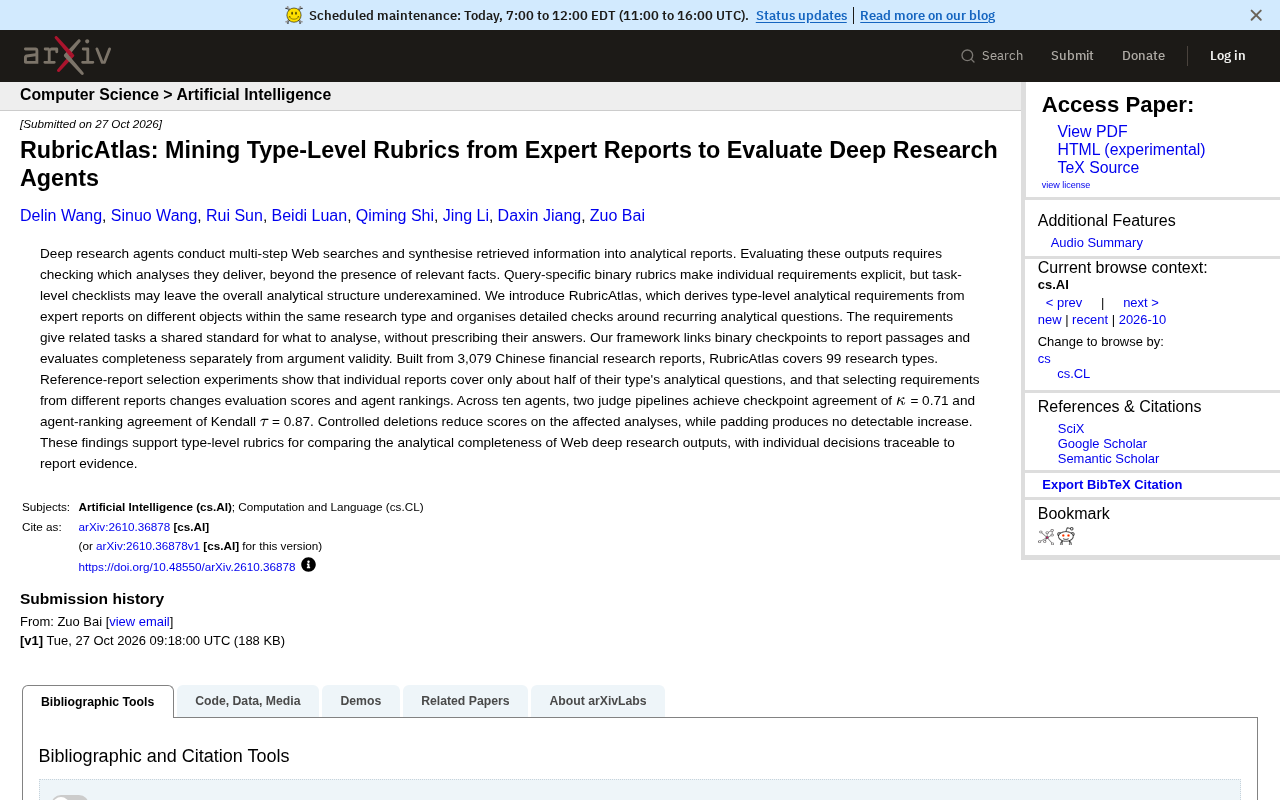 RubricAtlas：从专家报告中挖掘类型级评分标准来评估深度研究智能体