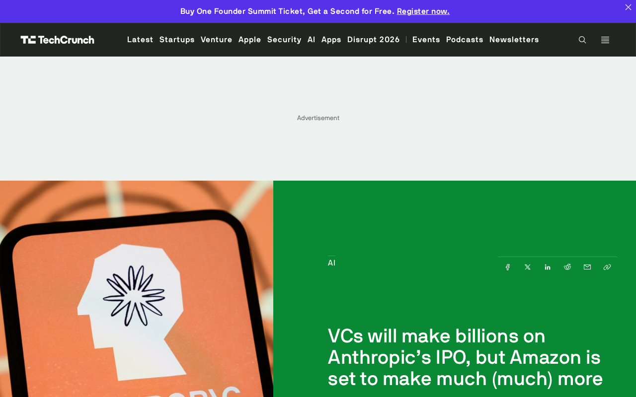 Anthropic IPO最大赢家：亚马逊持股远超VC