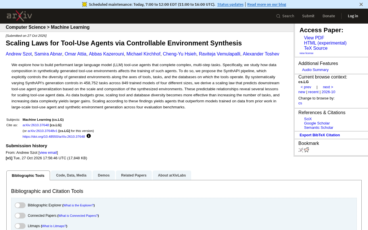 工具调用智能体的缩放定律：环境合成如何决定泛化能力