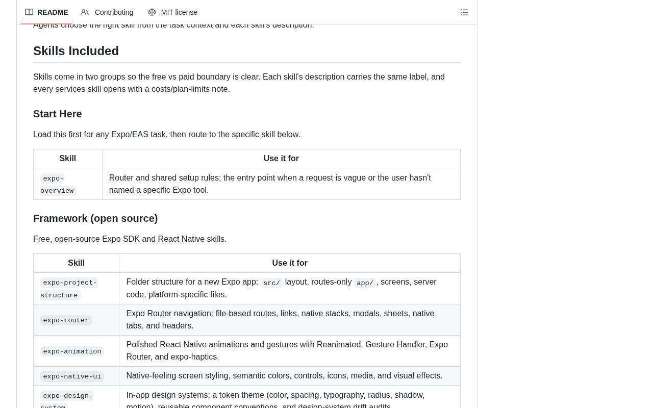 Expo Skills usage example