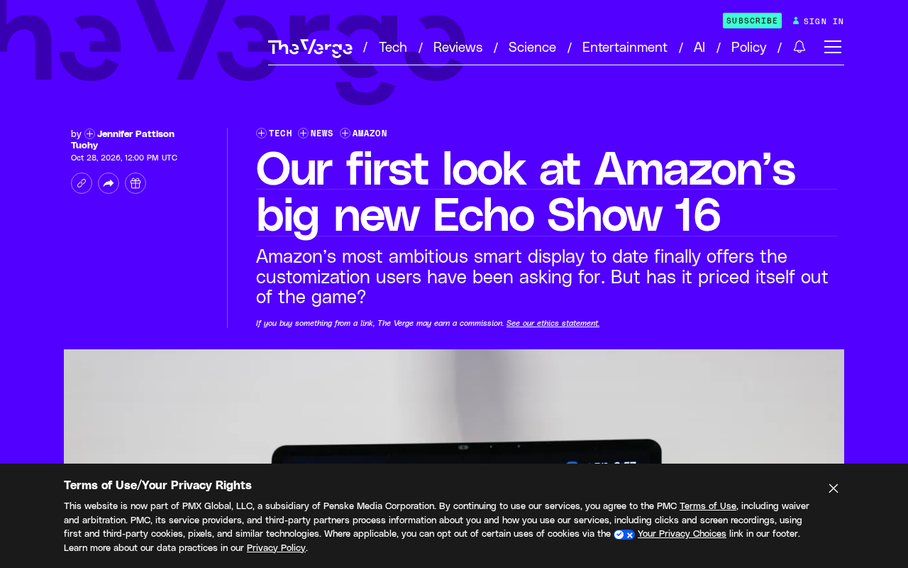 Amazon Echo Show 16 Hands-On: Gorgeous Big Screen, Off-Putting Price