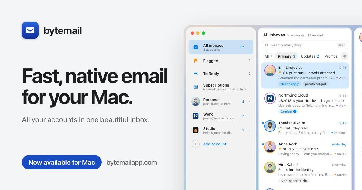 bytemail:把邮箱塞进MacBook刘海的隐私邮件客户端
