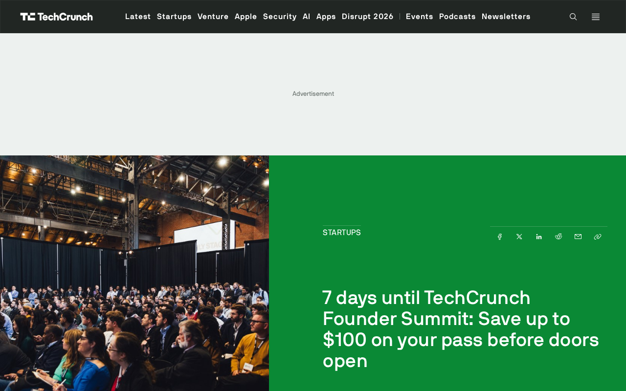 TechCrunch创始人峰会倒计时7天:波士顿见