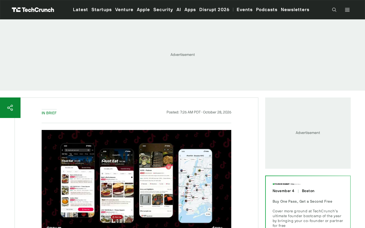 TikTok Launches Must Eat Restaurant Guide, Taking On Yelp and Google Head-On