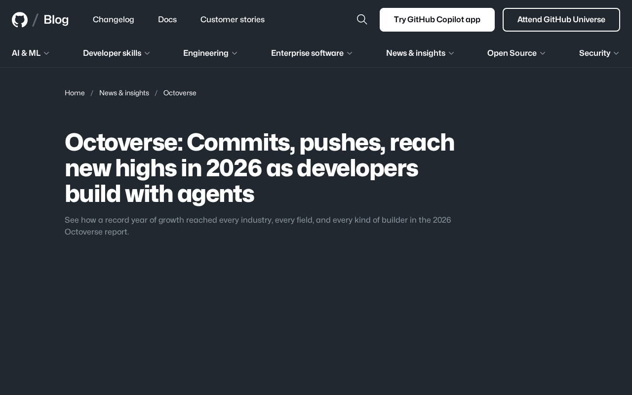 Octoverse 2026: Developers Rebuild Programming with AI Agents