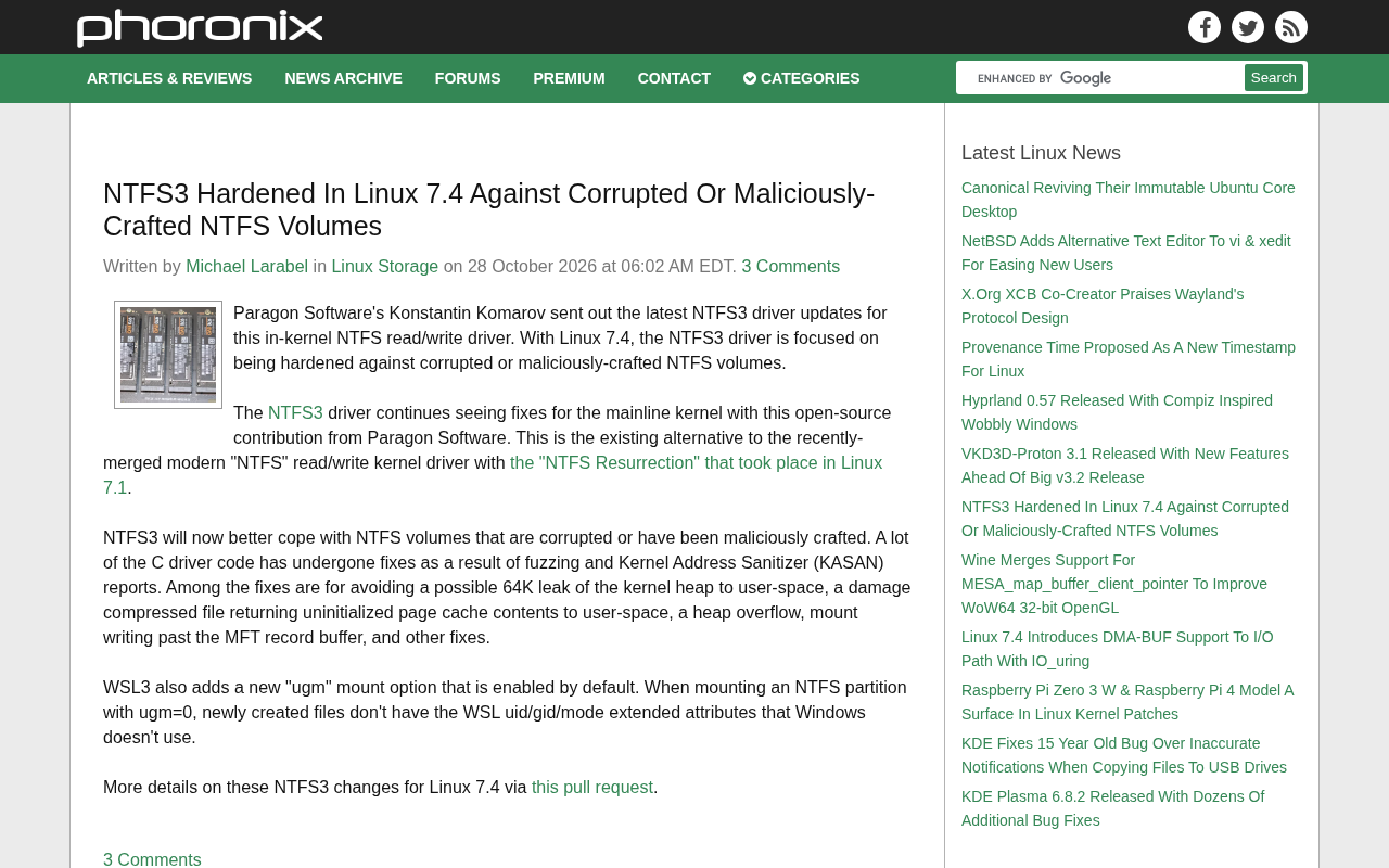 Linux 7.4 Hardens NTFS3 Driver Against Maliciously Corrupted Volume Attacks