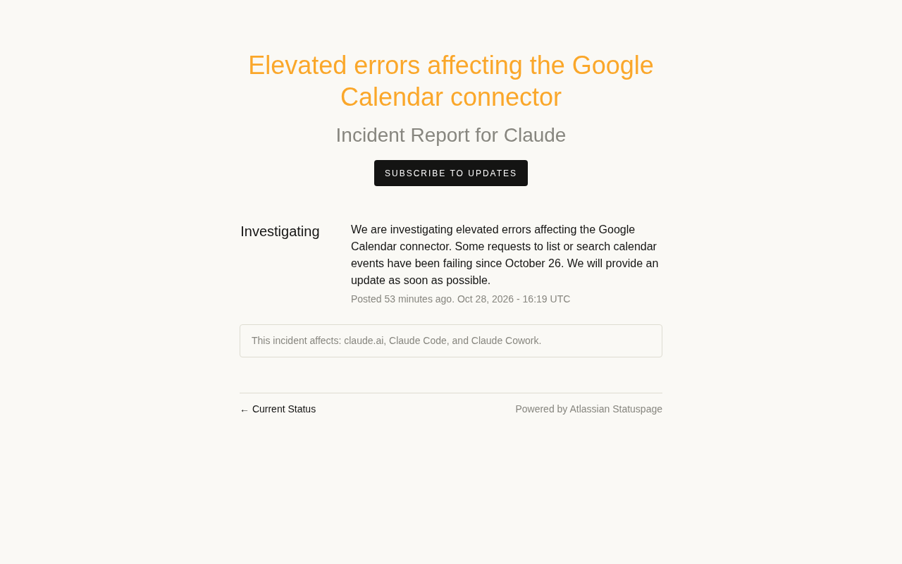 Google日历连接器错误率飙升:故障排查进行中