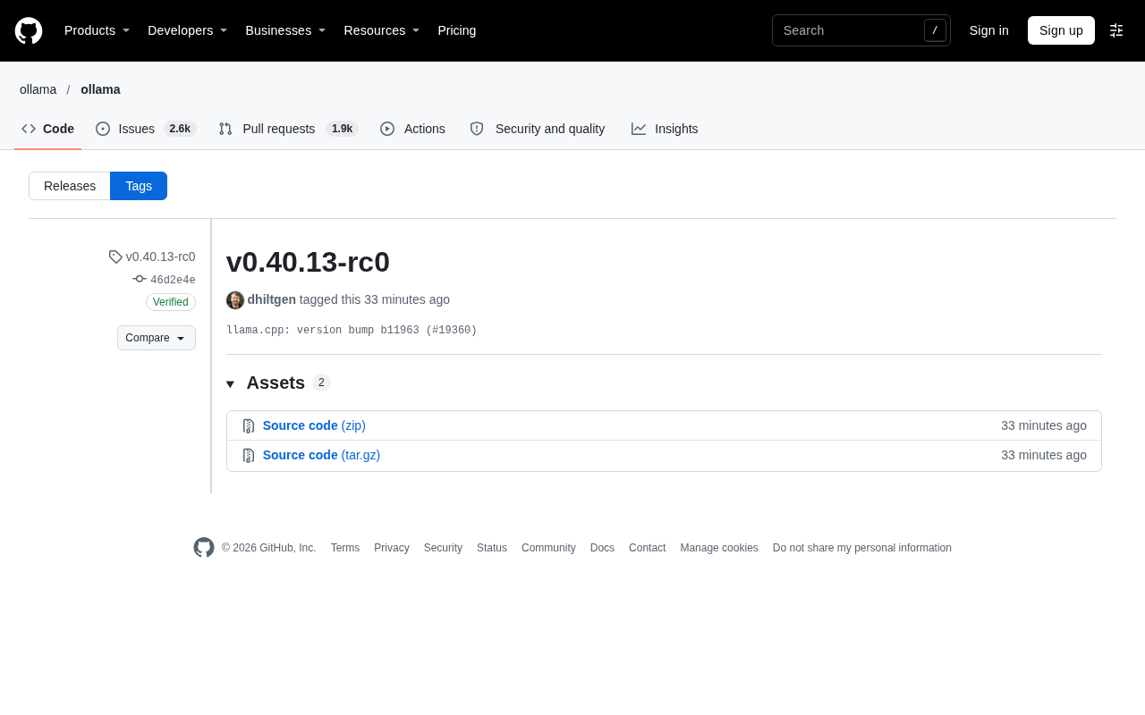 Ollama v0.40.13-rc0 Released: llama.cpp Core Upgraded
