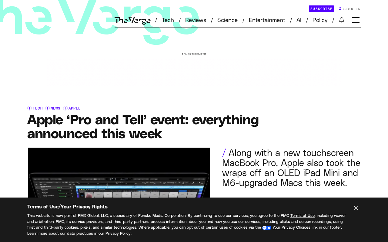 苹果Pro and Tell发布会:触屏MacBook Pro领衔,一周新品全汇总