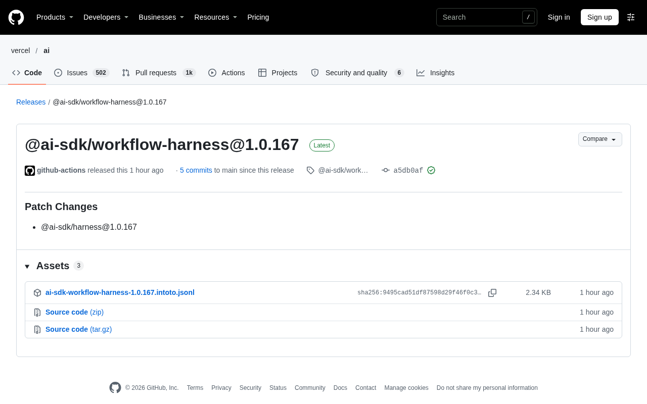 AI SDK 工作流工具包 1.0.167 补丁更新解析