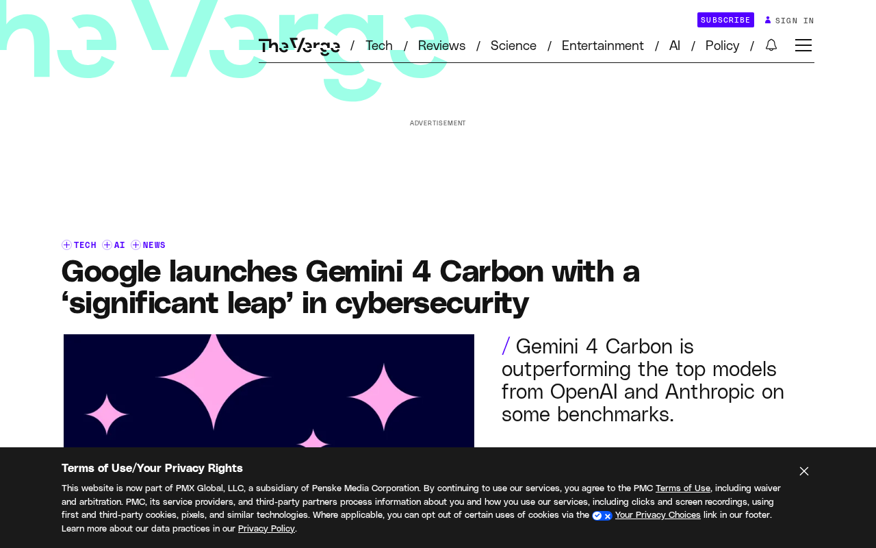 Google发布Gemini 4 Carbon:网络安全能力显著跃升