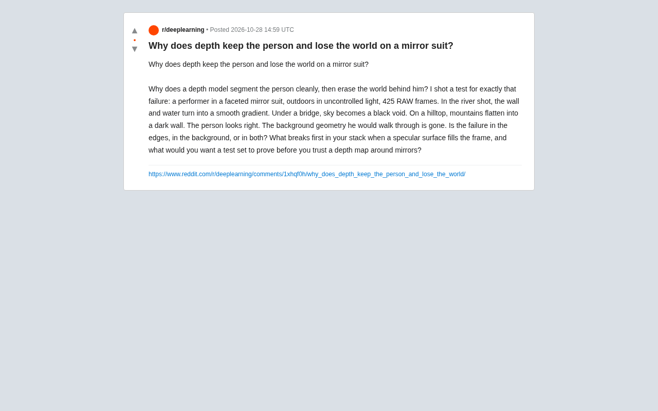 镜面服装下的深度估计:人像清晰,背景为何消失?