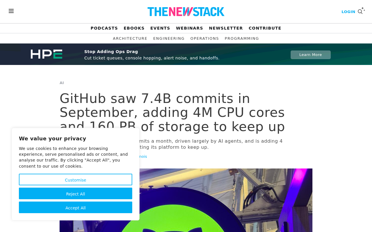 GitHub's 7.4 Billion Commits in a Single Month: Behind the 4M CPU Cores and 160PB Storage Expansion