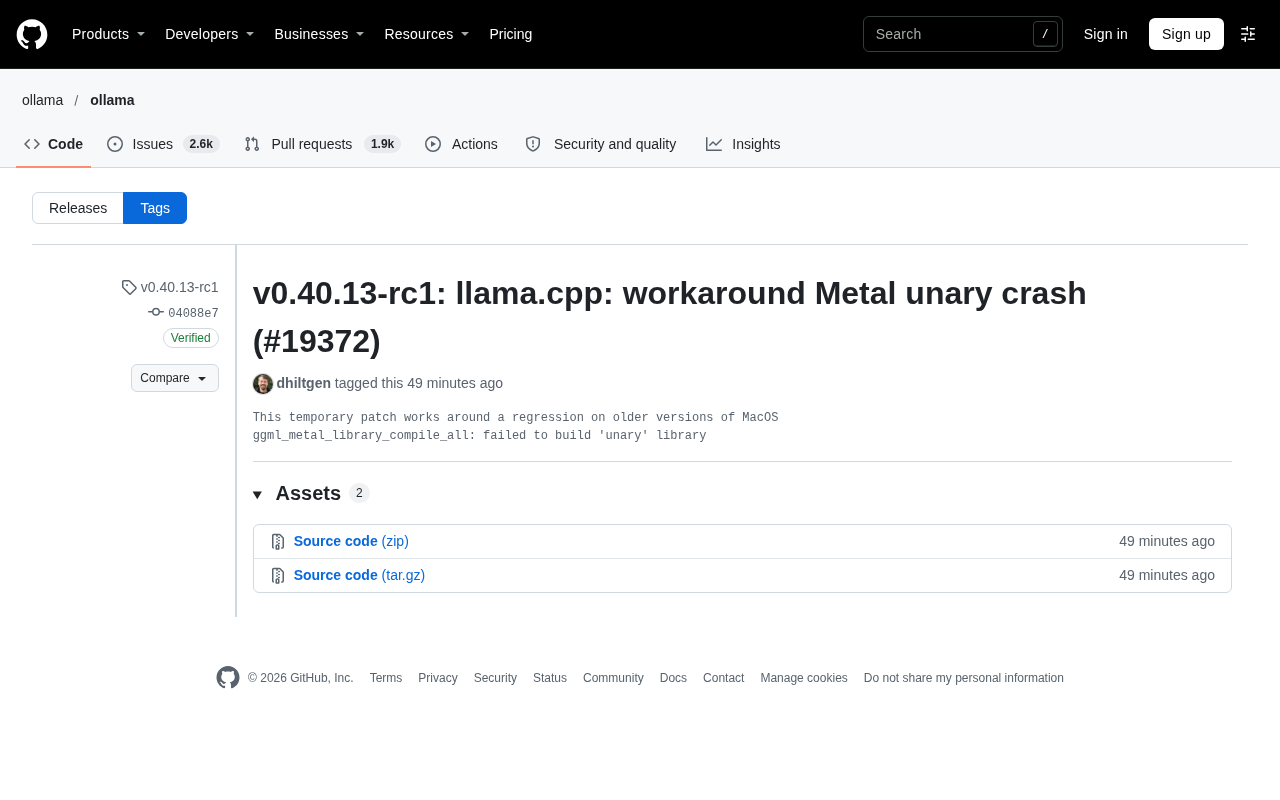 llama.cpp 发版修复 Metal unary 崩溃:旧版 macOS 兼容补丁