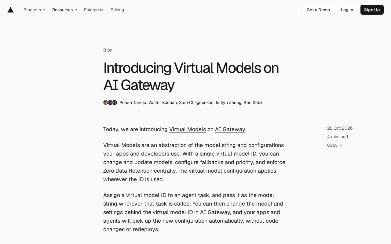 AI Gateway Introduces Virtual Models: Switch Models Without Changing Code