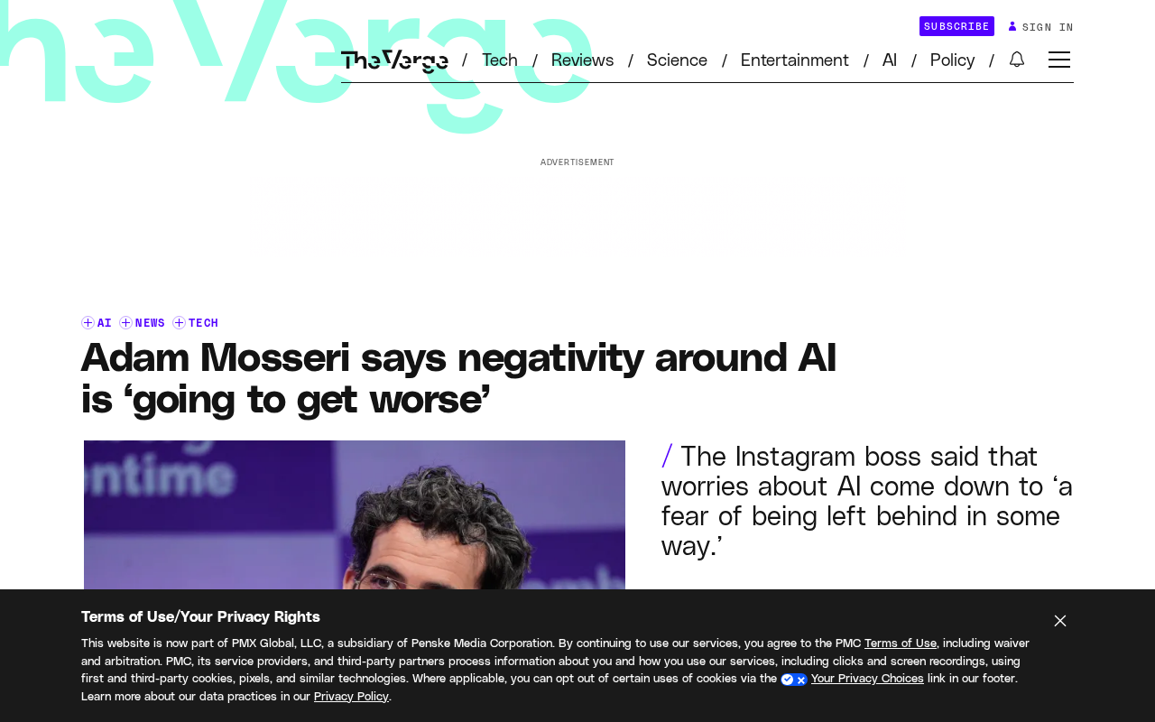 Instagram Head: Negative Sentiment Around AI Will Get Worse