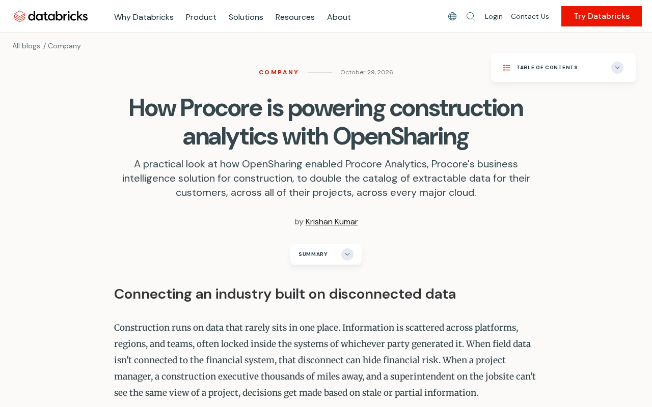 Procore用OpenSharing打通建筑数据孤岛