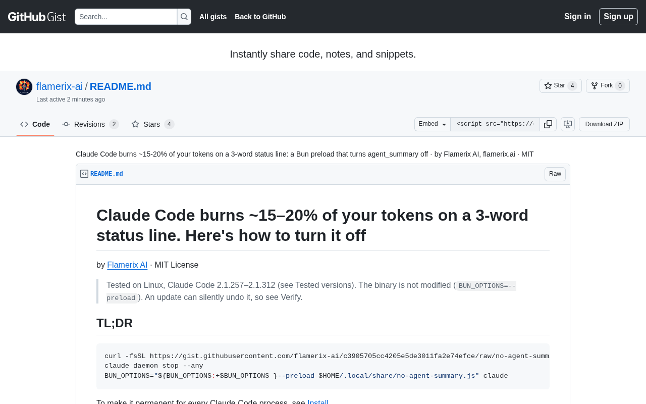 hackernews source: Claude Code burns ~15–20% of your tokens on a 3-word status line