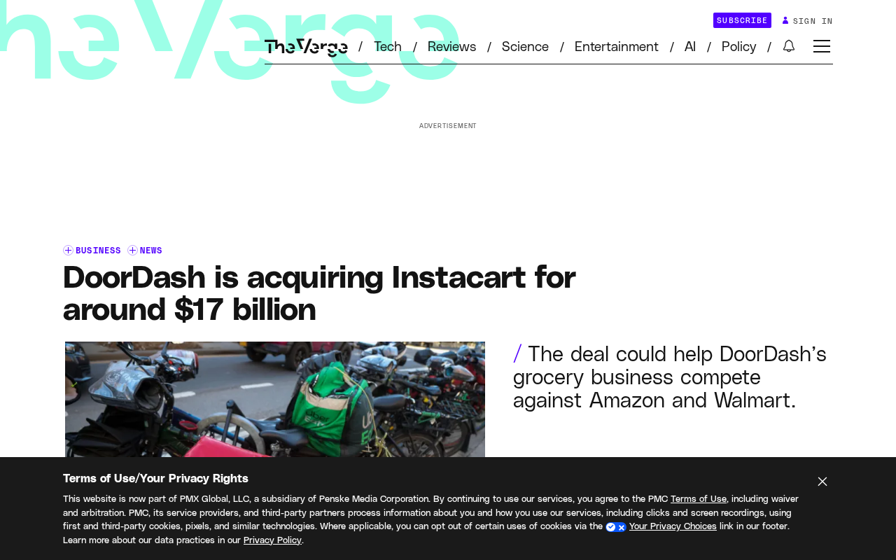DoorDash 170亿美元收购Instacart,生鲜杂货配送市场生变