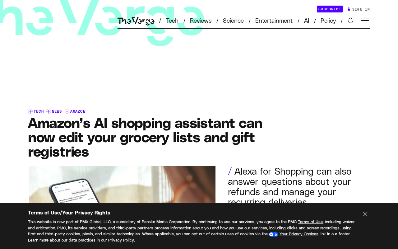 Amazon AI Shopping Assistant Upgrade: Editable Shopping Lists and Gift Registries